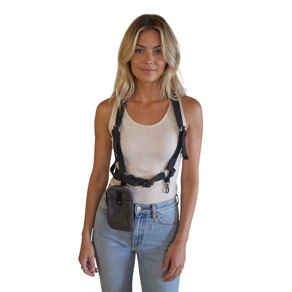 Free People Gray Change Me Up Harness‎ Crossbody Pouch NWOT